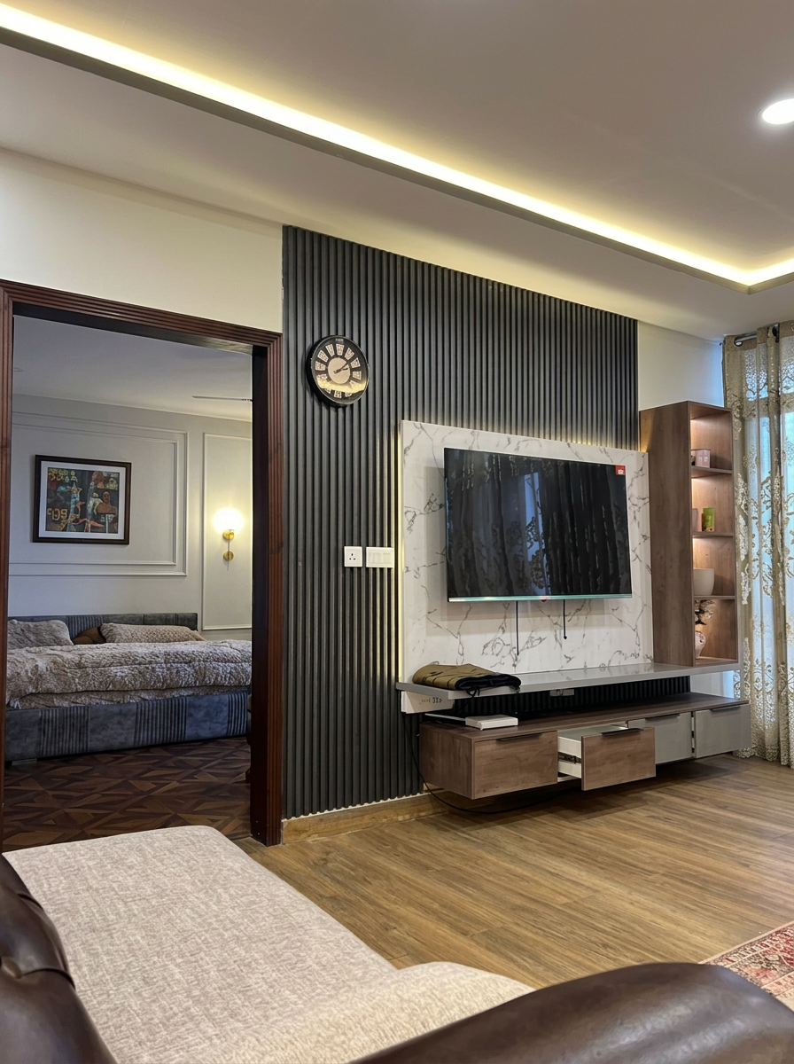 Living room with TV wall
